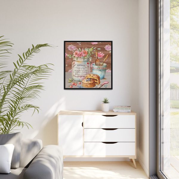 Baked Cakes on a Counter With a Vintage Wood Framed Canvas