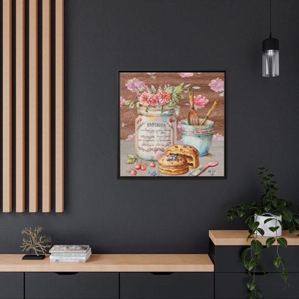 Baked Cakes on a Counter With a Vintage Wood Framed Canvas