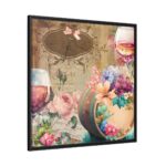 Vintage Watercolor Wine Barrel Framed Canvas