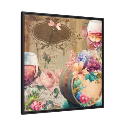 Vintage Watercolor Wine Barrel Framed Canvas