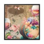 Vintage Watercolor Wine Barrel Framed Canvas - Image 2