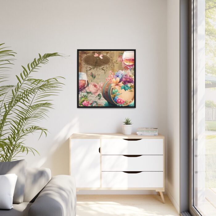 Vintage Watercolor Wine Barrel Framed Canvas - Image 4