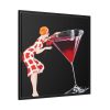 88302-260.jpg Woman Drinks From Large Wine Glass Framed Canvas