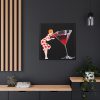 88302-264.jpg Woman Drinks From Large Wine Glass Framed Canvas