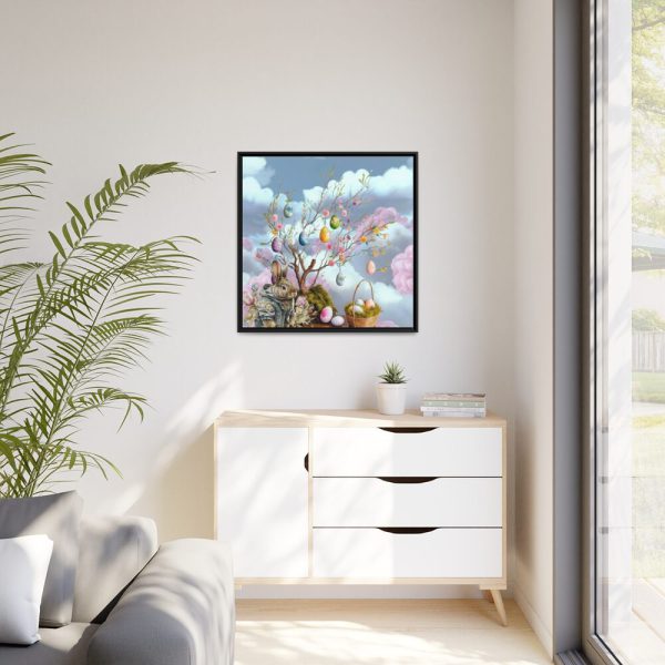 Easter Egg Tree And Rabbit Framed Canvas
