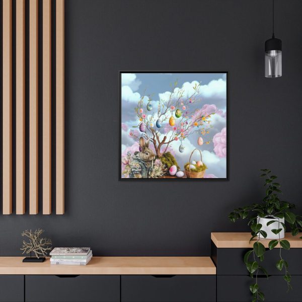 Easter Egg Tree And Rabbit Framed Canvas
