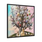 Three Rabbits Underneath a Tree Framed Canvas
