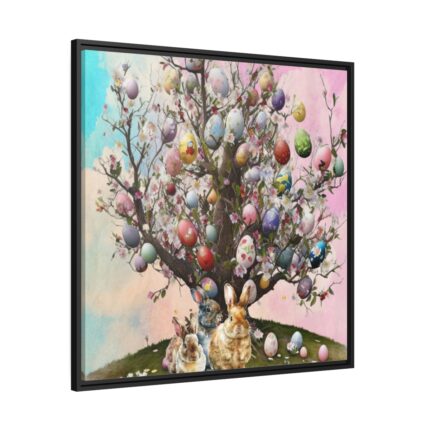 Three Rabbits Underneath a Tree Framed Canvas