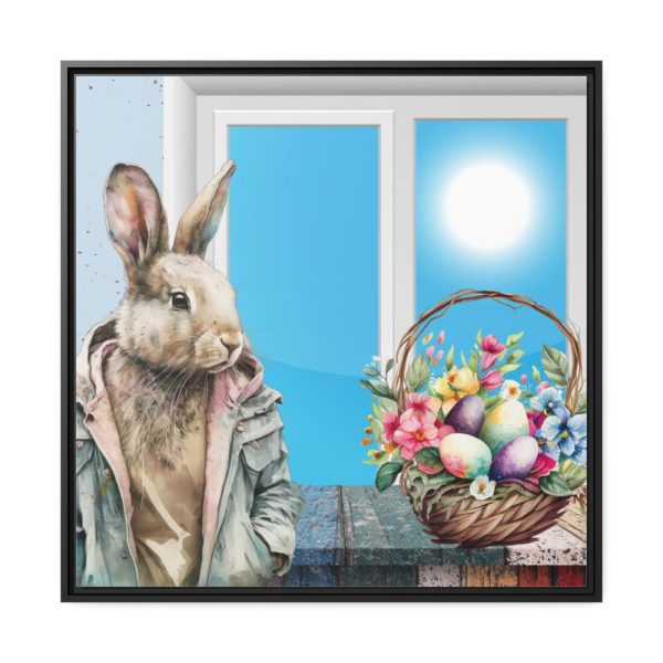 Cool Easter Rabbit In Jacket Framed Canvas