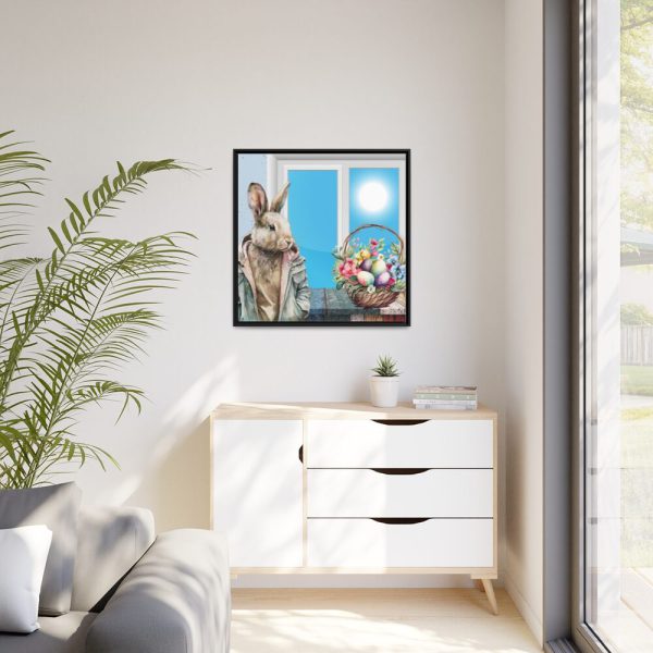 Cool Easter Rabbit In Jacket Framed Canvas
