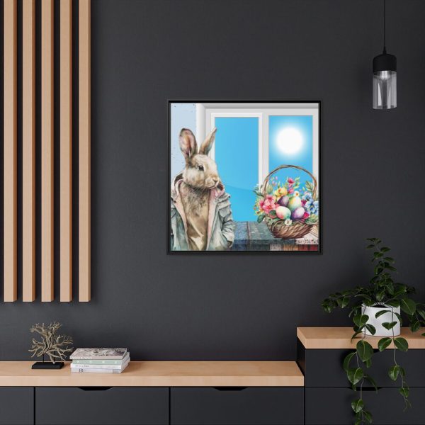 Cool Easter Rabbit In Jacket Framed Canvas