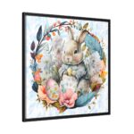 Baby Easter Bunny Wreath Framed Canvas