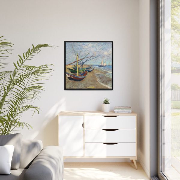 88302-338.jpg Vincent van Gogh's Fishing Boats on the Beach Framed Canvas