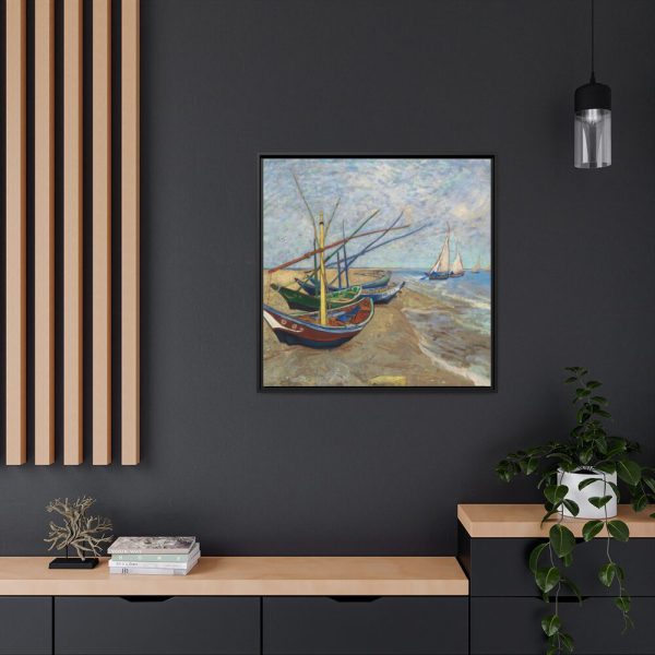 88302-339.jpg Vincent van Gogh's Fishing Boats on the Beach Framed Canvas