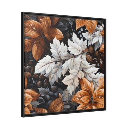 Winter Leaves Seamless Pattern Framed Canvas