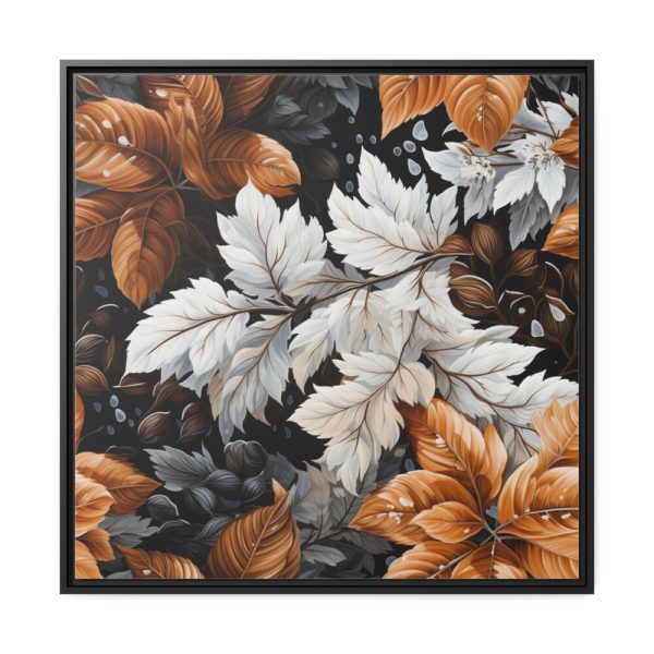 Winter Leaves Seamless Pattern Framed Canvas