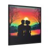 Romantic Couple Sunset Silhouette Framed Canvas
