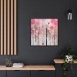 Whimsical Pink Winter Forest Art Framed Canvas - Image 5