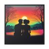 Romantic Couple Sunset Silhouette Framed Canvas
