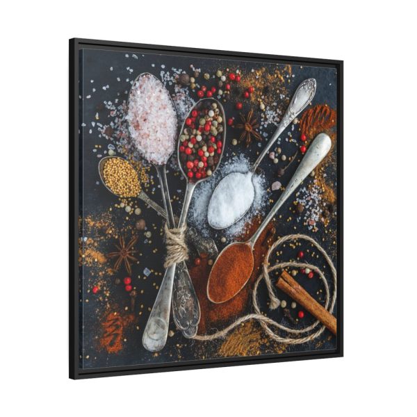 88302-375.jpg Different Spice, Seasonings in Spoon Framed Canvas