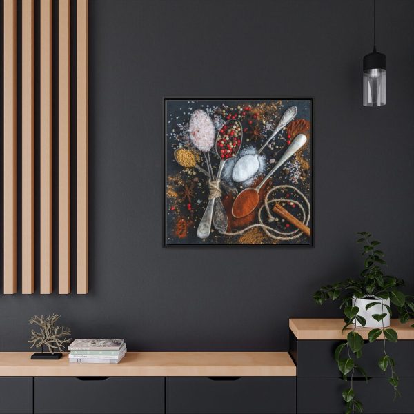 88302-379.jpg Different Spice, Seasonings in Spoon Framed Canvas