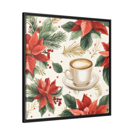 Holiday Beverage Seamless Pattern Framed Canvas