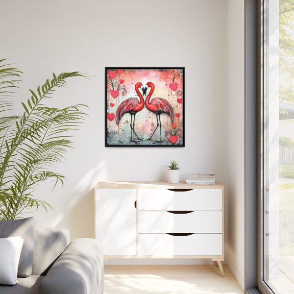 88302-388.jpg Valentine Flamingo Framed Canvas