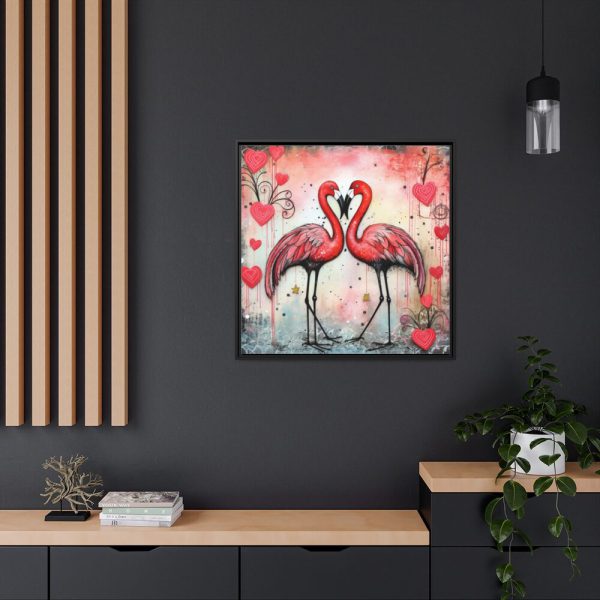 88302-389.jpg Valentine Flamingo Framed Canvas