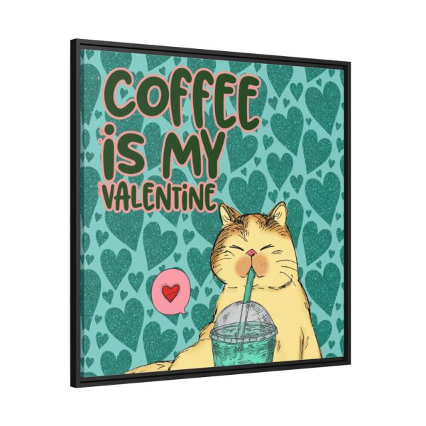 88302-390.jpg Coffee Cat Valentine Framed Canvas