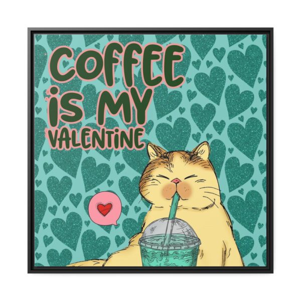 88302-391.jpg Coffee Cat Valentine Framed Canvas