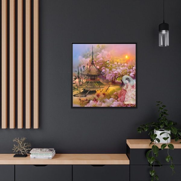 88302-4.jpg Nihon Kenchiku Within a Pink Flowers Fremed Canvas