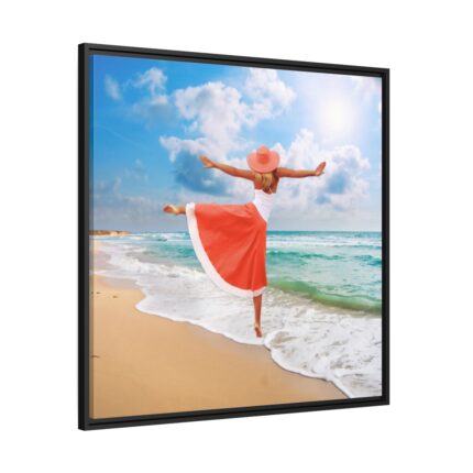 Woman Dance Beach Happy Framed Canvas