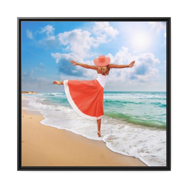 88302-411.jpg Woman Dance Beach Happy Framed Canvas