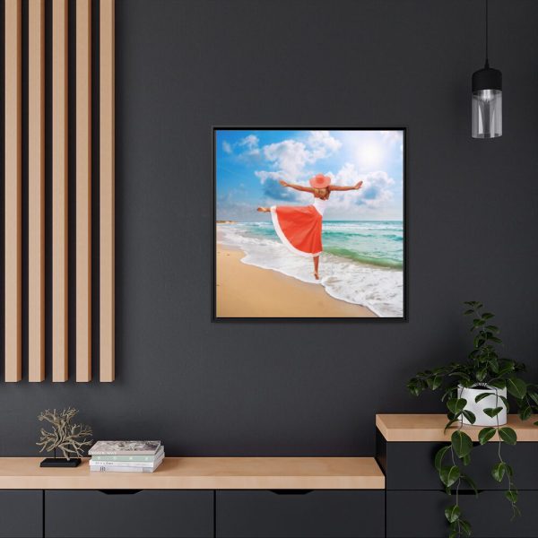 88302-414.jpg Woman Dance Beach Happy Framed Canvas