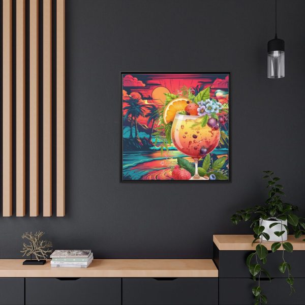 Tropical Drink Illustration Framed Canvas