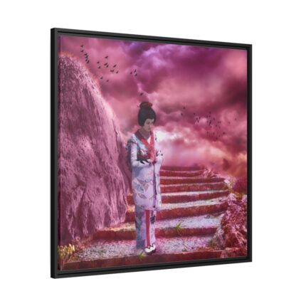 Geisha in Kimono Framed Canvas