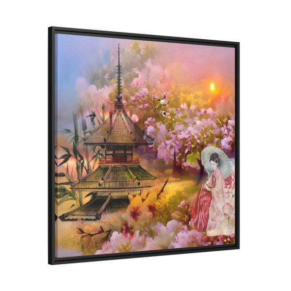 88302.jpg Nihon Kenchiku Within a Pink Flowers Fremed Canvas