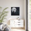 Cat and Full Moon Framed Canvas
