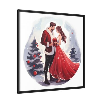 Christmas Romance Couple Art Framed Canvas