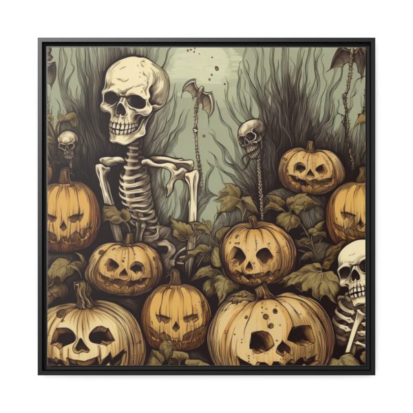 88302-81.jpg Halloween Pumpkins And Skeletons Framed Canvas