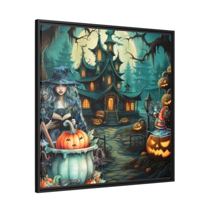Halloween Night Witch Framed Canvas