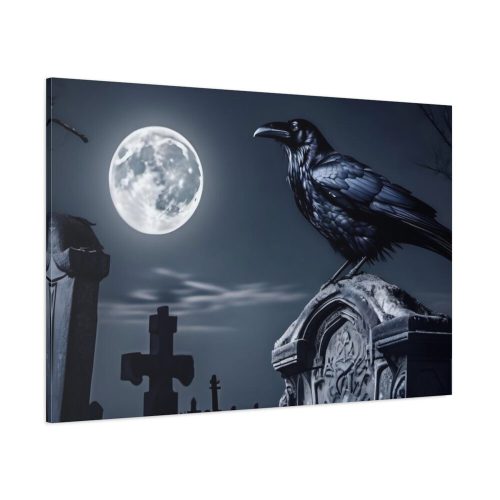 Raven Crow Gravestones Full Moon Standard Canvas