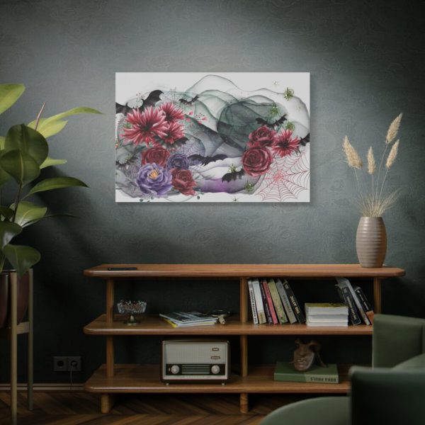 91638-174.jpg Flowers And Bats Halloween Standard Canvas
