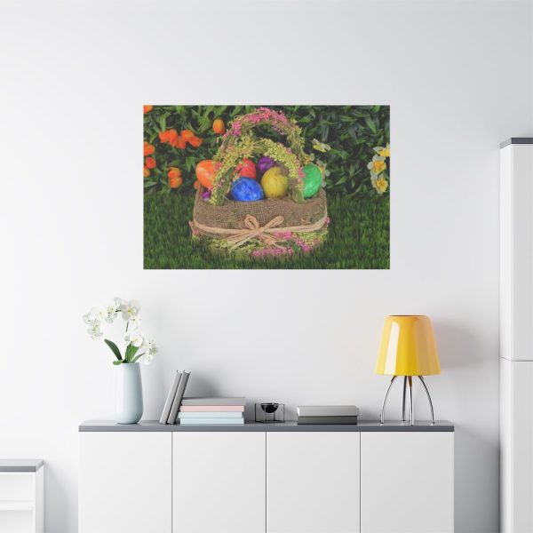 Beautiful Easter Egss in Basket on Grass Standard Canvas