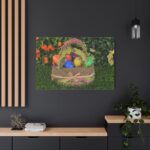 Beautiful Easter Egss in Basket on Grass Standard Canvas - Image 4