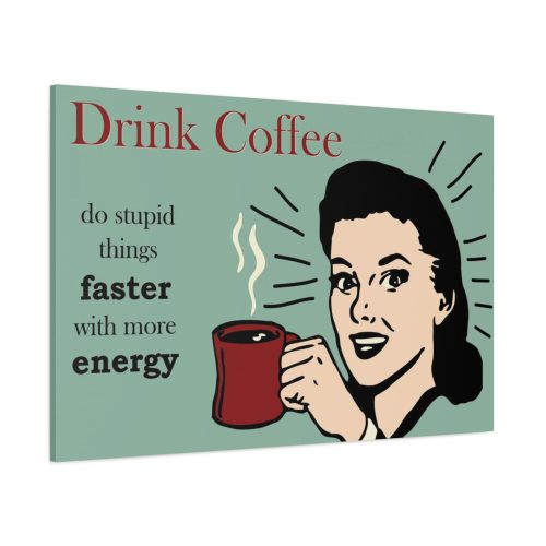 Retro Coffee Drinking Woman Standard Canvas