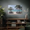 Sunny Beach With Palm Tree Standard Canvas