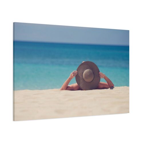 Woman Wearing a Hat on the Beach Standard Canvas