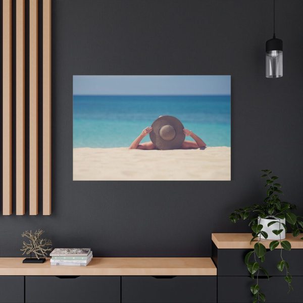 Woman Wearing a Hat on the Beach Standard Canvas