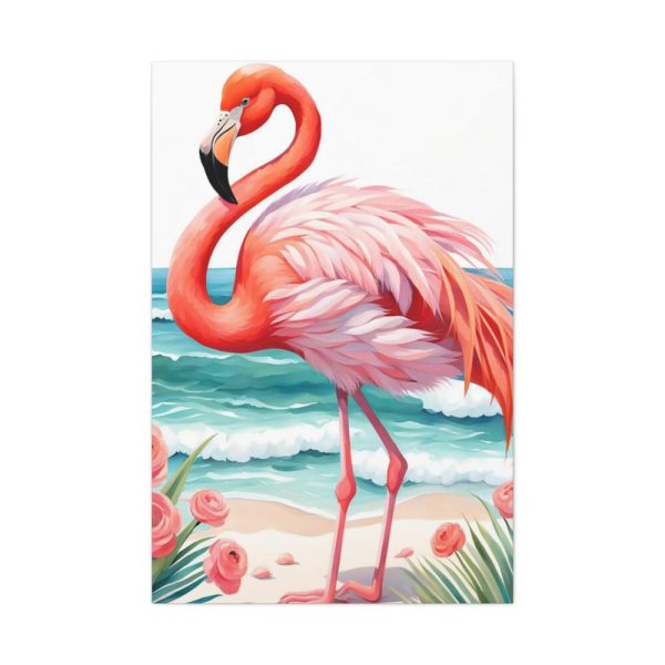 Flamingo On Tropical Beach Standard Canvas